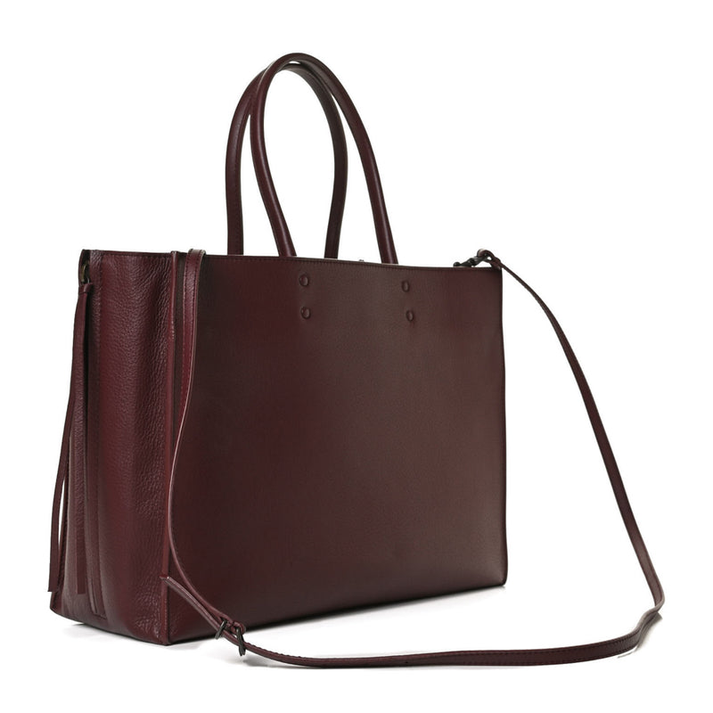 Balenciaga Burgundy Calfskin Leather Papier Za Blackout B4 Tote 