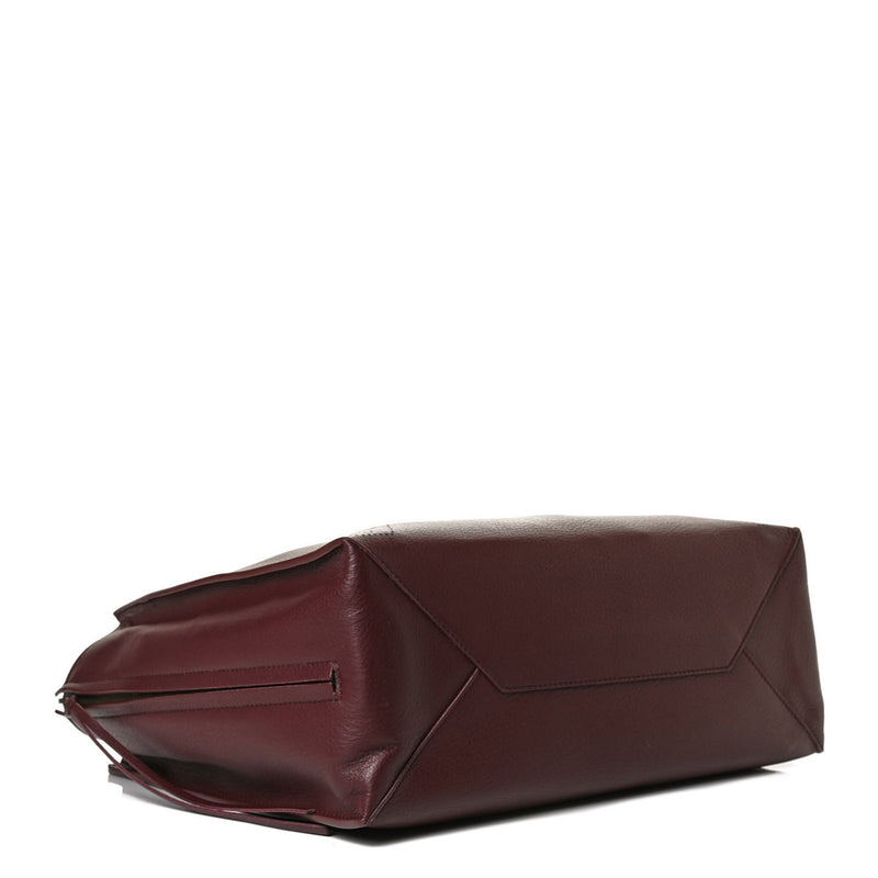 Balenciaga Bordeaux Red Calfskin Leather Papier Za Blackout B4 Perforated Leather Tote