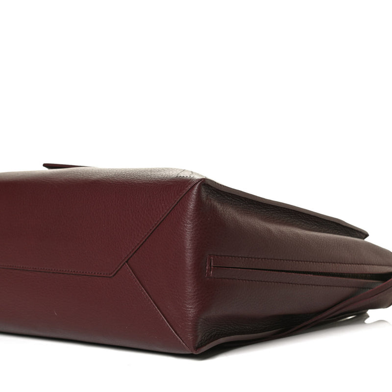 Balenciaga Bordeaux Red Calfskin Leather Papier Za Blackout B4 Perforated Leather Tote