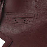 Balenciaga Bordeaux Red Calfskin Leather Papier Za Blackout B4 Perforated Leather Tote