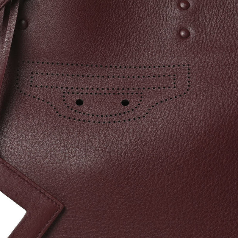 Balenciaga Bordeaux Red Calfskin Leather Papier Za Blackout B4 Perforated Leather Tote