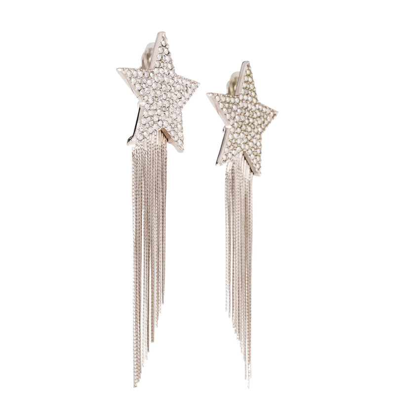 Saint Laurent Crystal Shooting Star Clip On Earrings