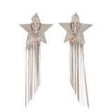 Saint Laurent STAR EARRINGS WITH BRASS CHAINS