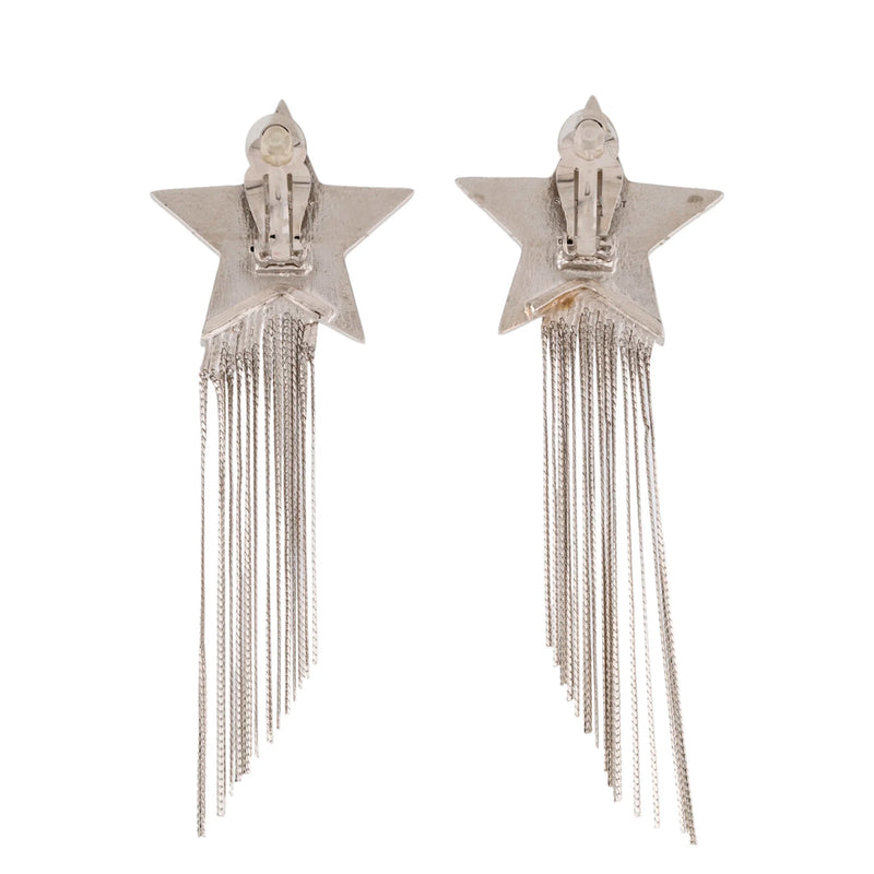 Saint Laurent STAR EARRINGS WITH BRASS CHAINS