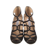 Jimmy Choo Black Suede Leash Piped Sandals  - LUXYBIT