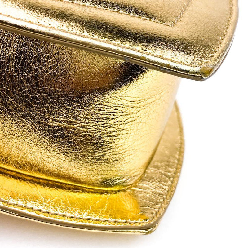 Matelasse Chevron Monogram Mini Love Heart Chain Bag Metallic Gold.