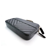 Chanel Black Caviar Chevron Quilted Clutch With Chain Bag