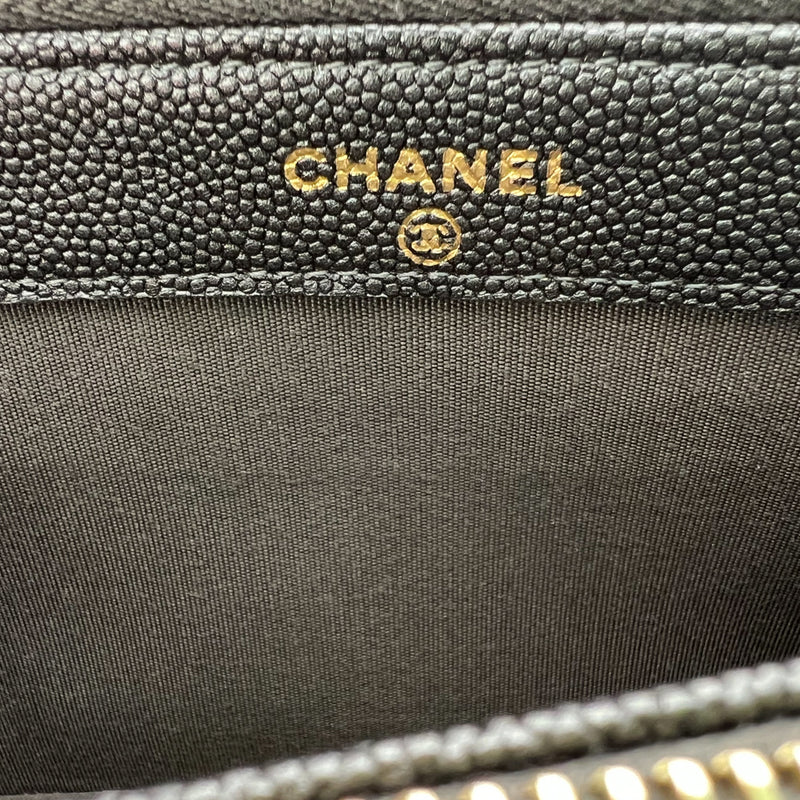 Chanel Black Caviar Quilted Leather CC Timeless Zip Wallet Chanel