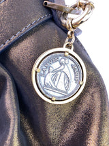 Lanvin Metallic Bronze Lambskin Leather Kentucky Tote Bag Medallion