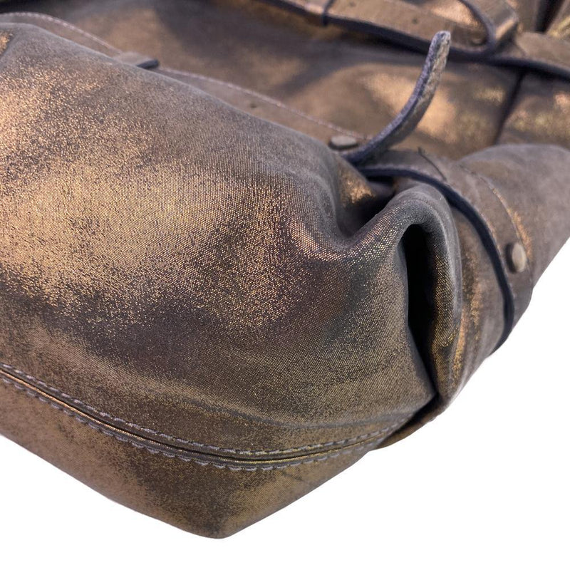Metallic Bronze Lambskin Leather Kentucky Tote Bag - LUXYBIT