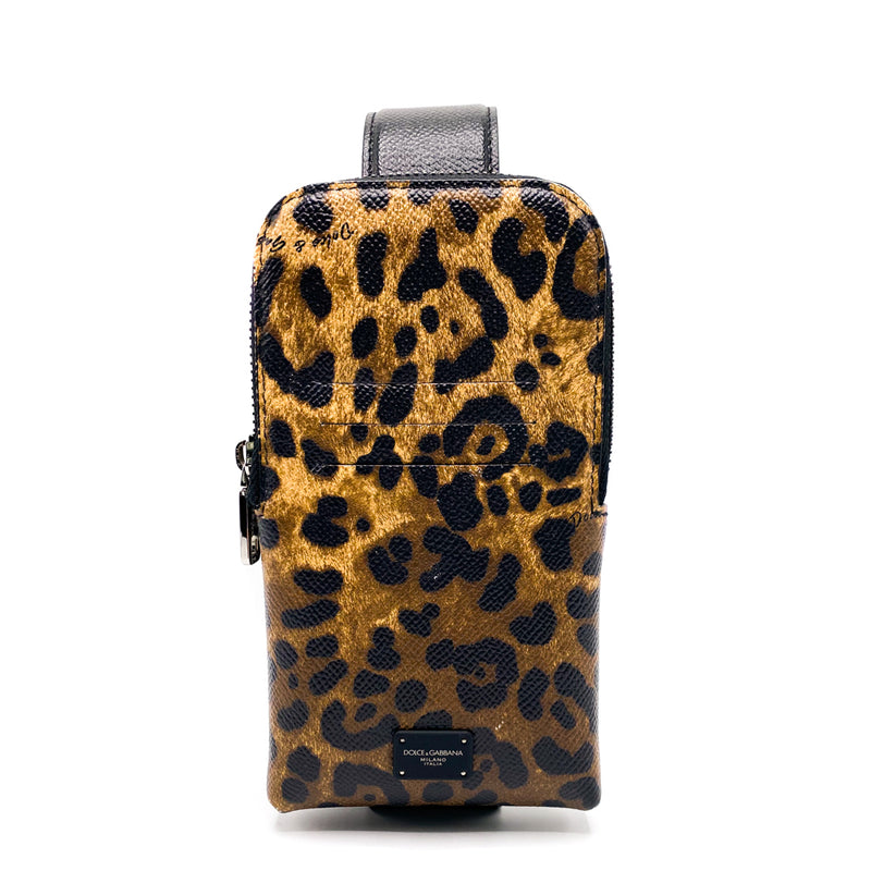Dolce & Gabbana Smartphone holder in dauphine calfskin with leopard print