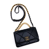 Chanel Black Lambskin Chanel 19 Wallet On Chain WOC Bag - LUXYBIT