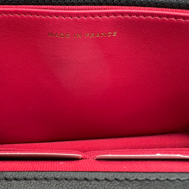 authentic Chanel WOC wallet on chain red. Cross Body Lambskin