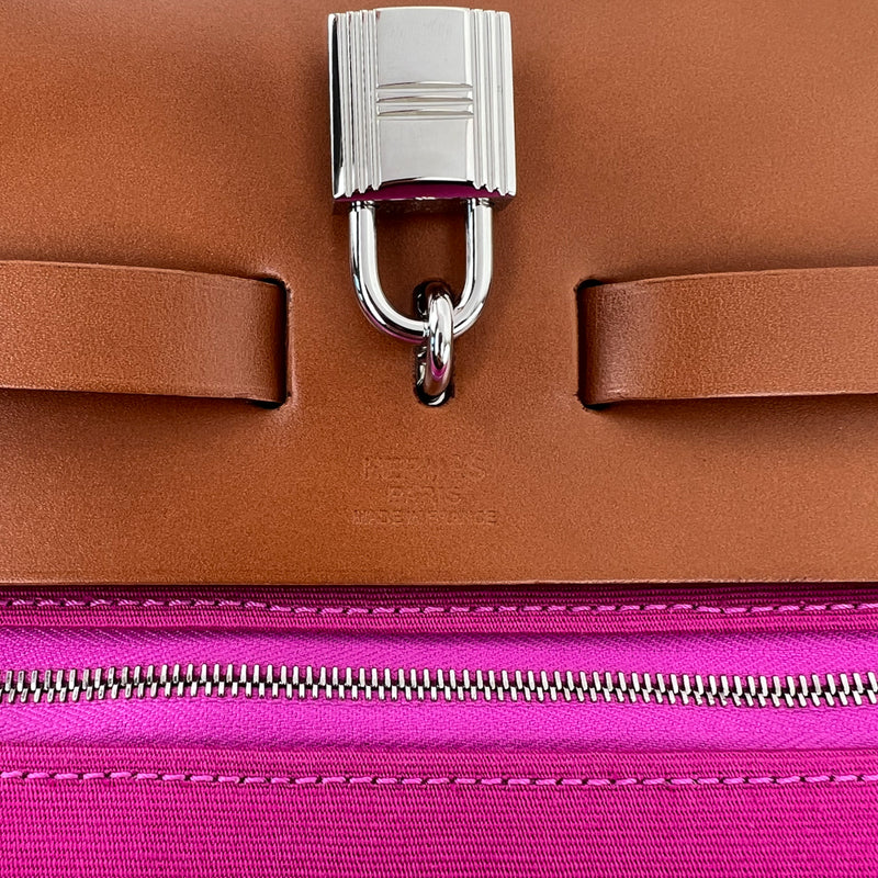 Hermes Herbag Zip Leather and Toile 39 Pink 2182392