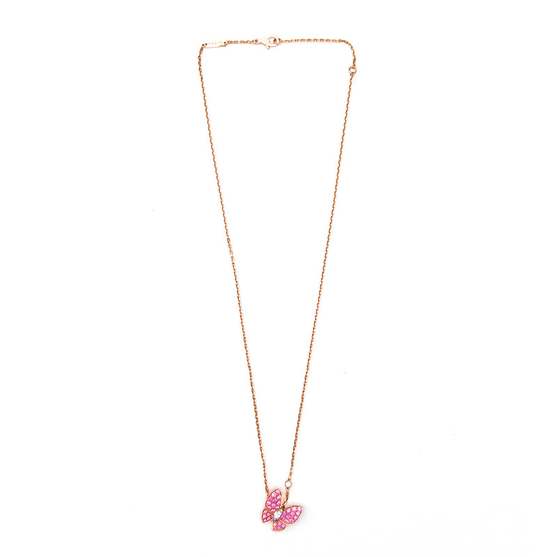 Two Butterfly pendant 18K rose gold, Diamond, Sapphire - Van Cleef