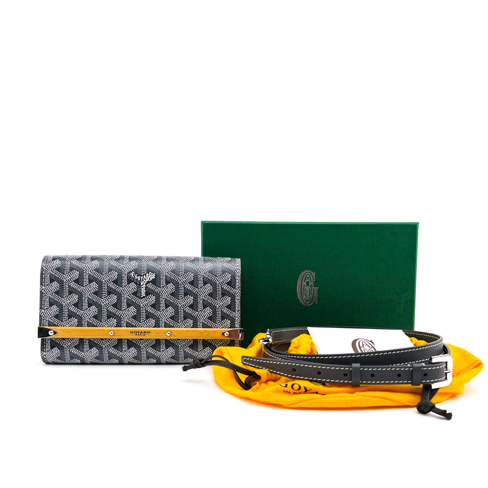 Goyard グレー/イエロー ケース Goyard Grey Goyardine Monte Carlo Mini Case Bag With Strap