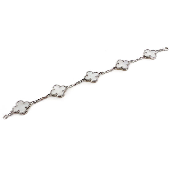 Van Cleef & Arpels Vintage Alhambra bracelet, 5 motifs 18K white gold, Mother-of-pearl VCARF48400