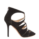 Jimmy Choo Black Suede Leash Piped Sandals 