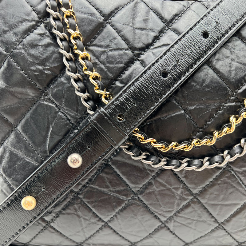 Chanel Gabrielle Medium Model Shoulder Bag in Black Chevron Quilted