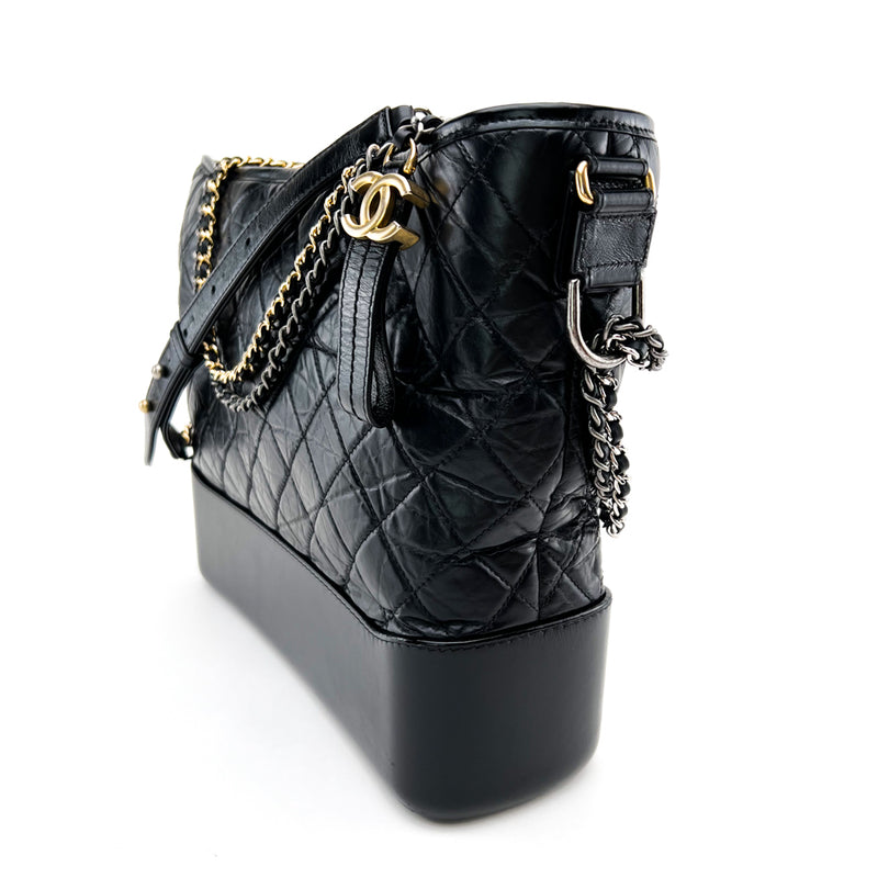 Chanel Black & Blue Quilted Aged Calfskin Large Gabrielle Hobo, myGemma, CH