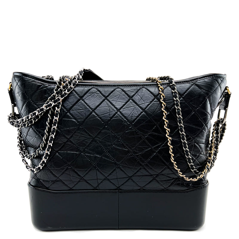 Chanel Black Quilted Leather Gabrielle Hobo Bag