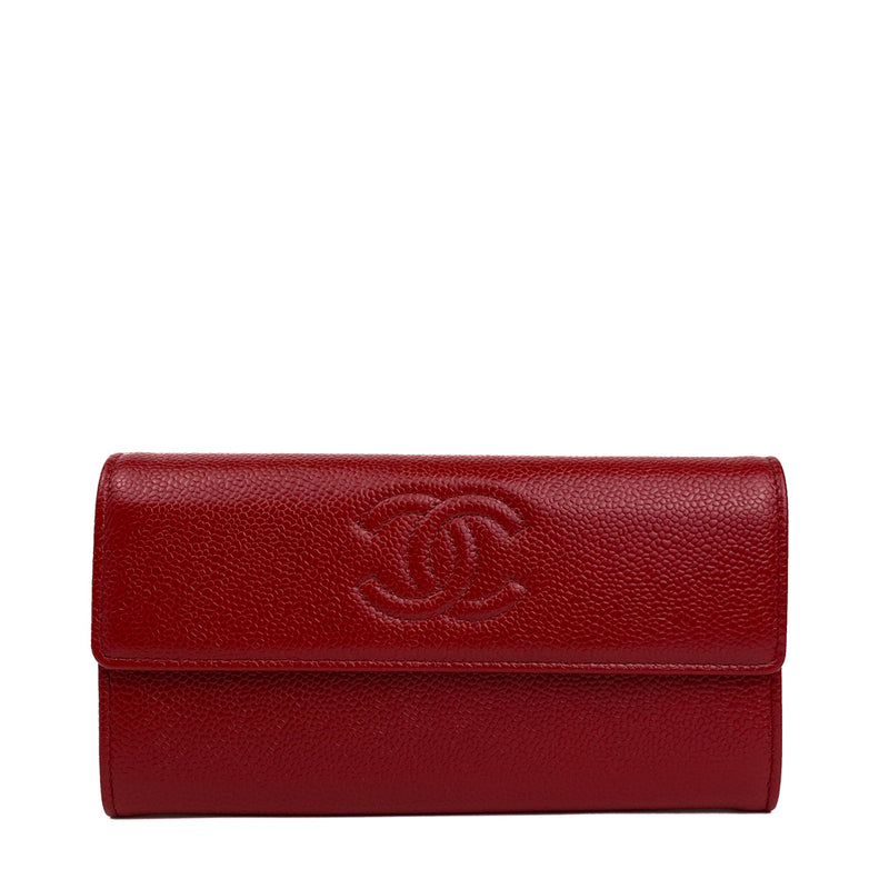 Chanel CC Card Holder Caviar Quilted Leather Flap Wallet