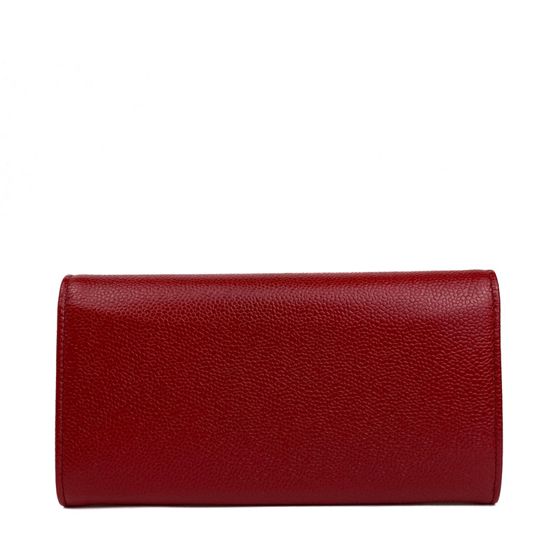 Chanel Red Caviar Leather CC Classic Flap Wallet