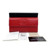 CHANEL Classic Small Flap Wallet Red Caviar Red Leather CC Logo