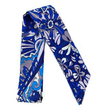 Silk L'Ivresse De L Infini Twilly Scarf Bleu Nuit Blanc.