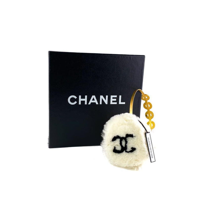 Chanel White Rabbit Fur Coco Earmuff