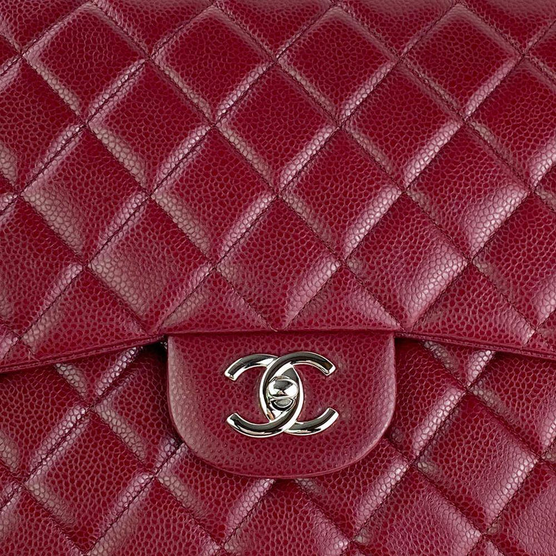 Chanel Medium Coco Quilted Caviar Leather Top Handle Shoulder Bag Red