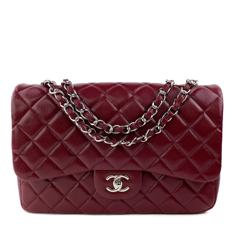 Chanel Burgundy Quilted Caviar Leather Mini Coco Handle Bag - Yoogi's Closet