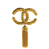 Chanel 1993 Chain Tassel CC Brooch Gold