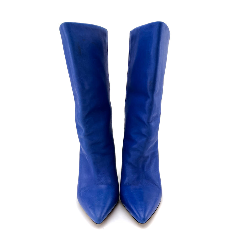 Isabel Marant Blue Lambskin Leather Lexing Boots 