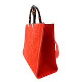 Fendi Red Orange Fabric FF Sunshine Medium Shopper Tote Bag