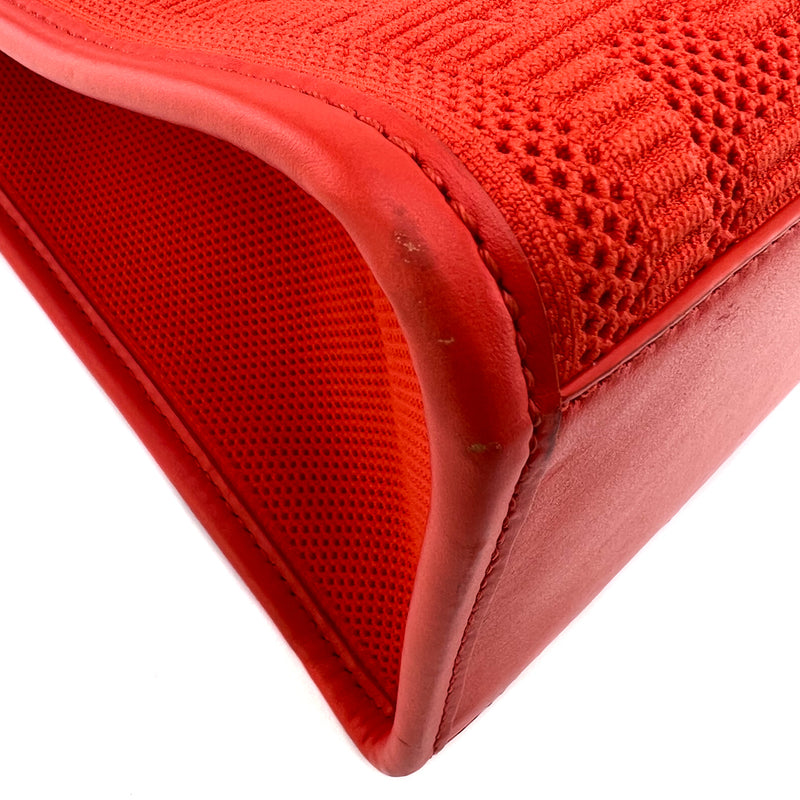 Fendi Red Technical Fabric Plexiglass FF Motif Sunshine Medium Shopper Tote Bag
