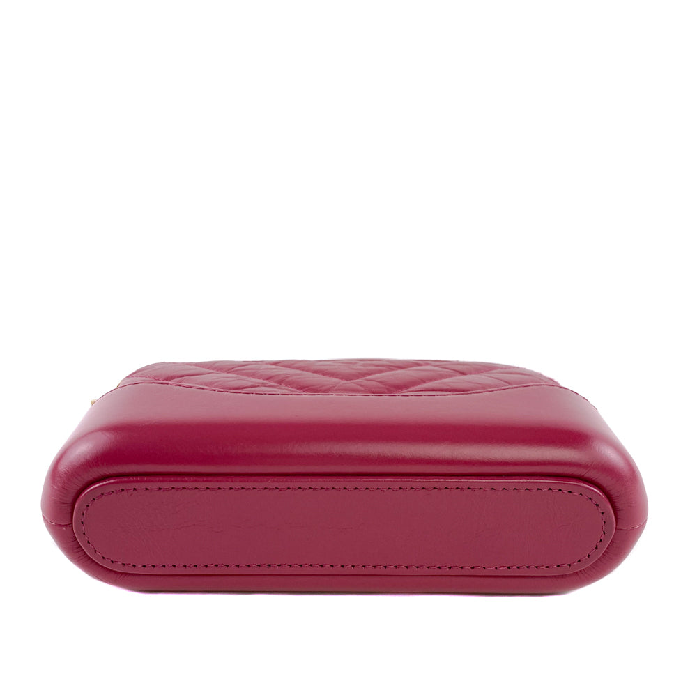 Chanel Rose Pink Aged Calfskin Leather Gabrielle Double Zip Clutch