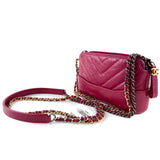 Chanel Rose Pink Aged Calfskin Leather Gabrielle Double Zip Clutch Wallet on Chain Bag