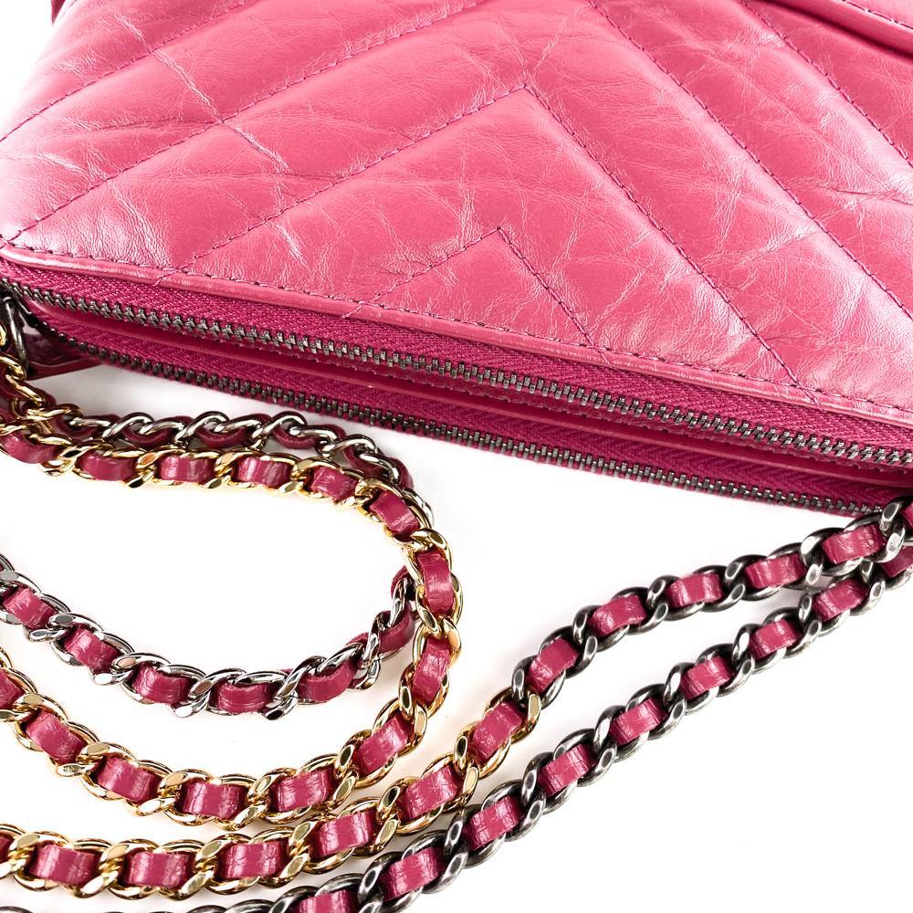 CHANEL Classic CC Baby Pink Aged Calfskin Chain Quilted Gabrielle Backpack  Pouch