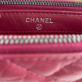 Gabrielle Double Zip Clutch Wallet on Chain Bag Rose Pink.