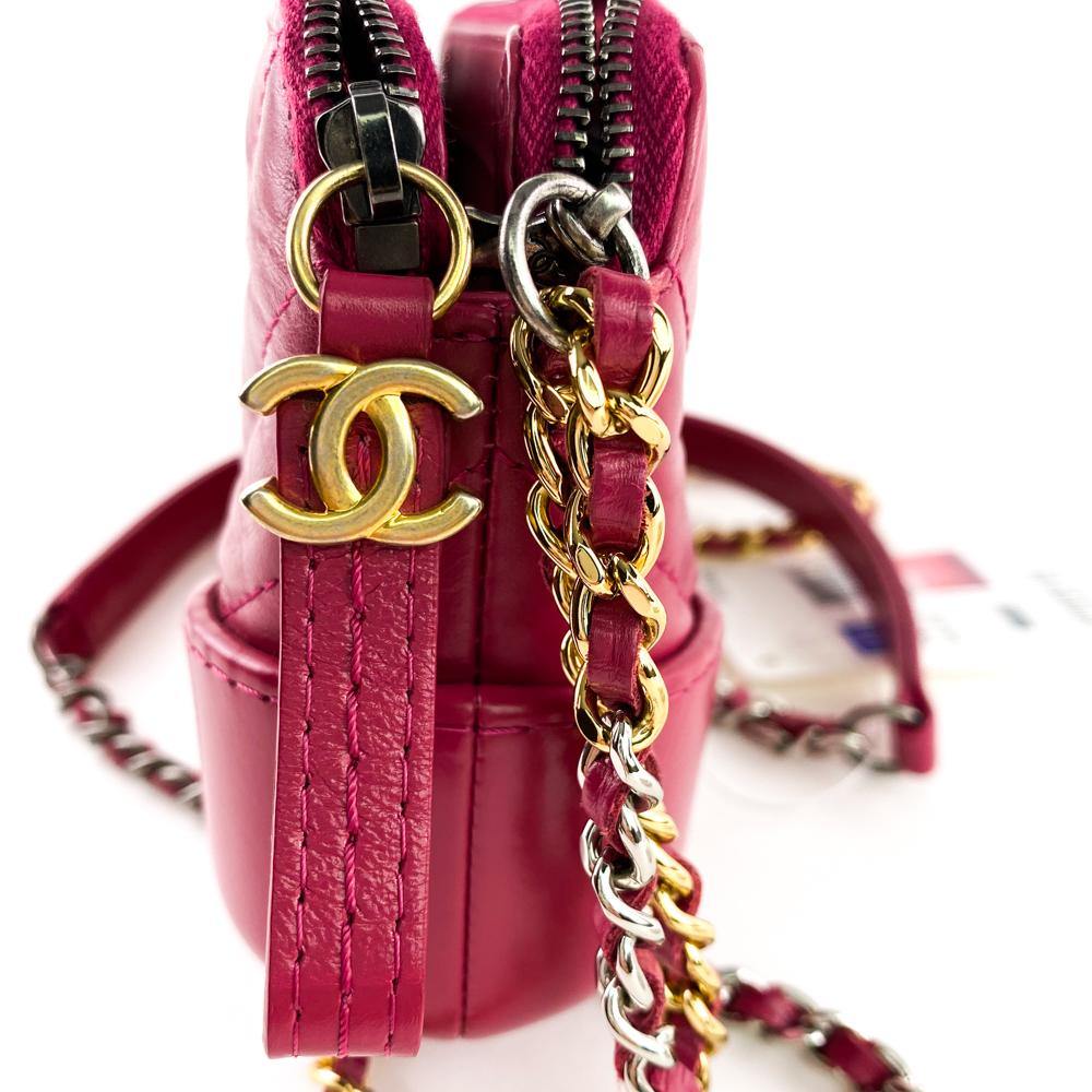 Chanel Gabrielle Woc Double Zip Clutch Wallet on Chain Bag Pink