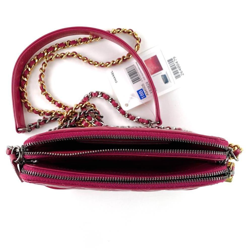 Chanel Gabrielle Woc Double Zip Clutch Wallet on Chain Bag Pink