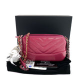 Chanel Gabrielle Double Zip Clutch Wallet on Chain Bag Rose Pink WOC
