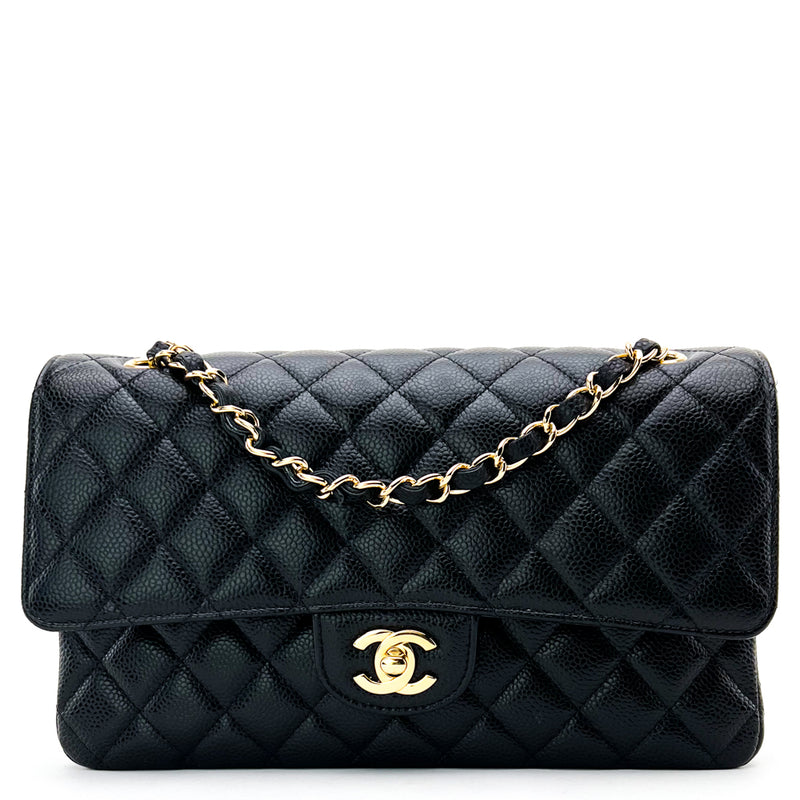 Timeless Chanel Black Quilted Caviar Jumbo Classic Double Flap Bag