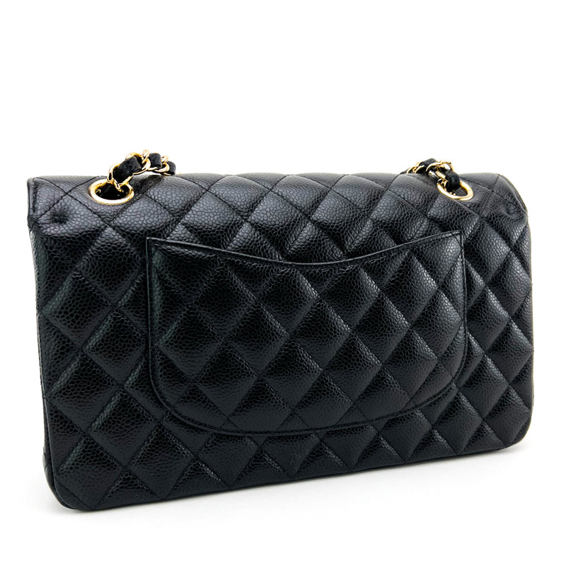 Chanel Black Quilted Caviar Leather Medium Classic Double Flap Bag