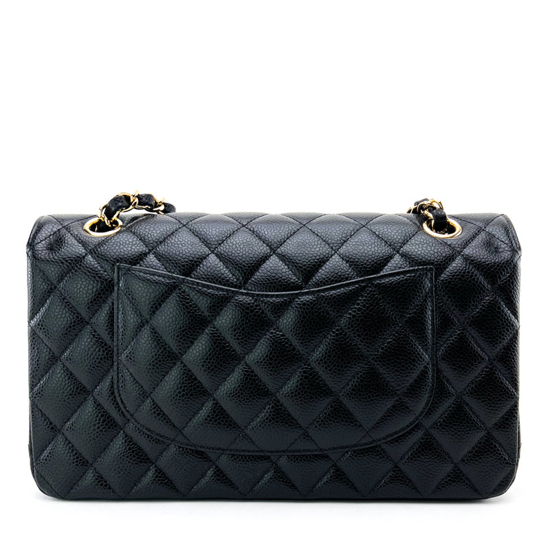 Chanel Black Quilted Caviar Leather Medium Classic Double Flap Bag