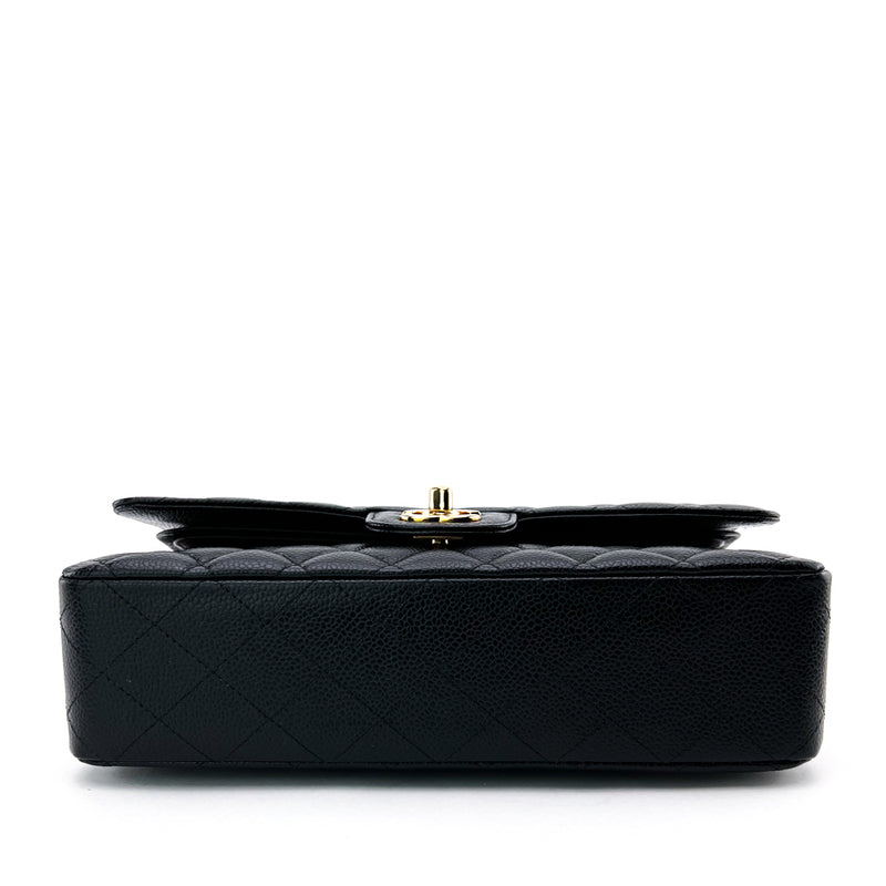 Chanel Large Flap Quilted Caviar Leather Wallet Black