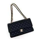 Chanel Medium Black Classic Caviar Flap Bag Gold Hardware