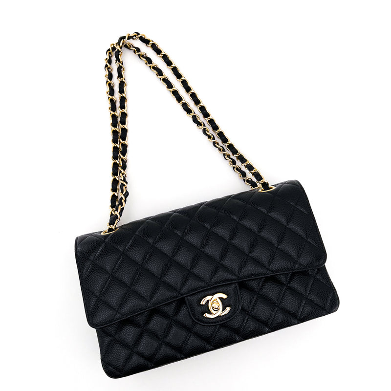Chanel Classic Medium Double Flap Bag in Black in Caviar with Gold Hardware  - SOLD