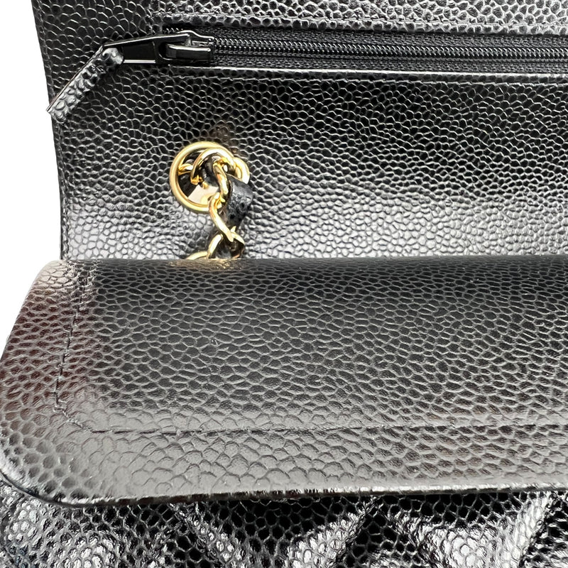 Chanel Black Quilted Caviar Leather Medium Classic Double Flap Bag